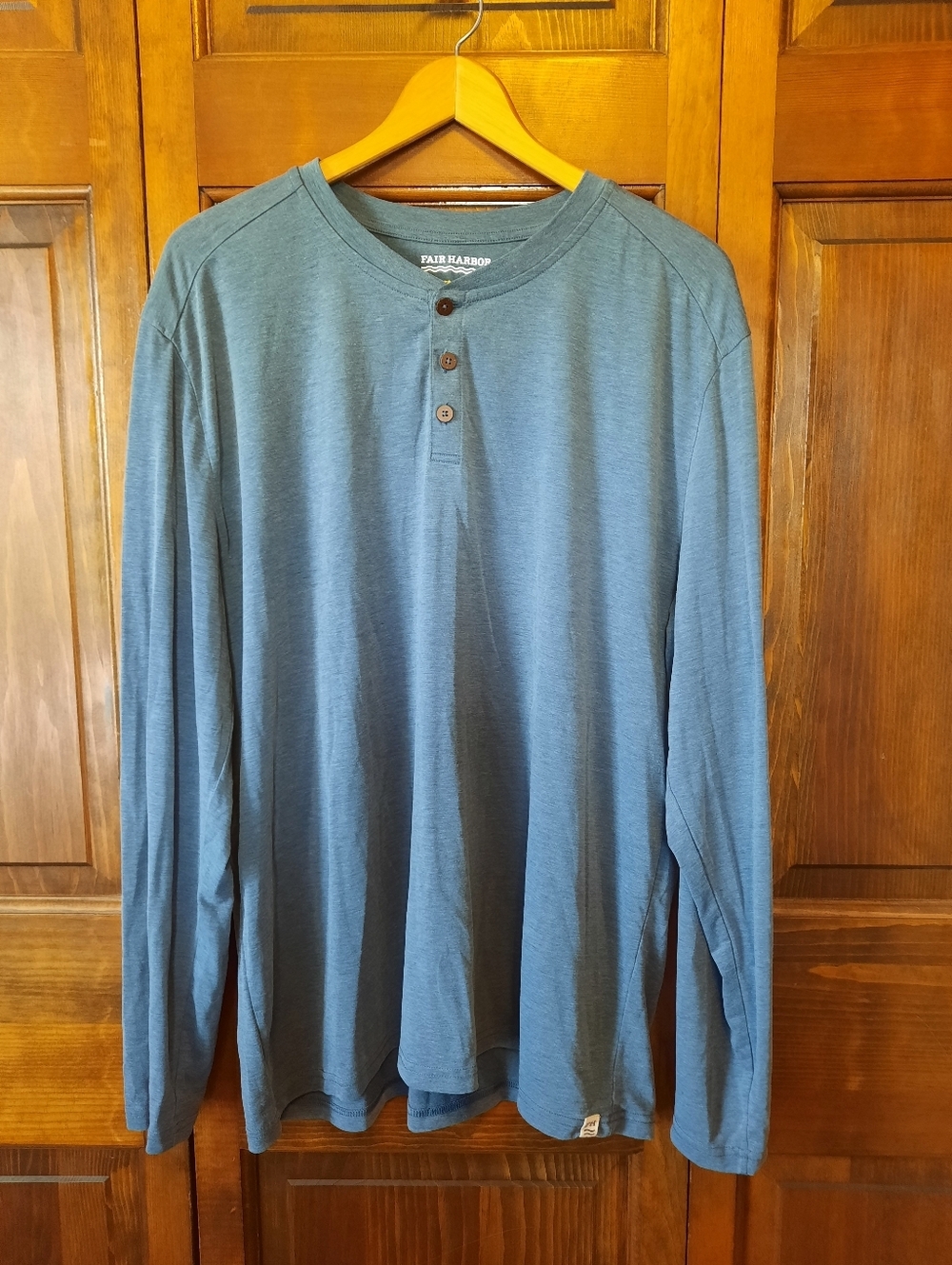 Fair Harbor Sun Protection UPF 50+ Dusty Blue Long Sleeve Henley T-shirt Size 2X
